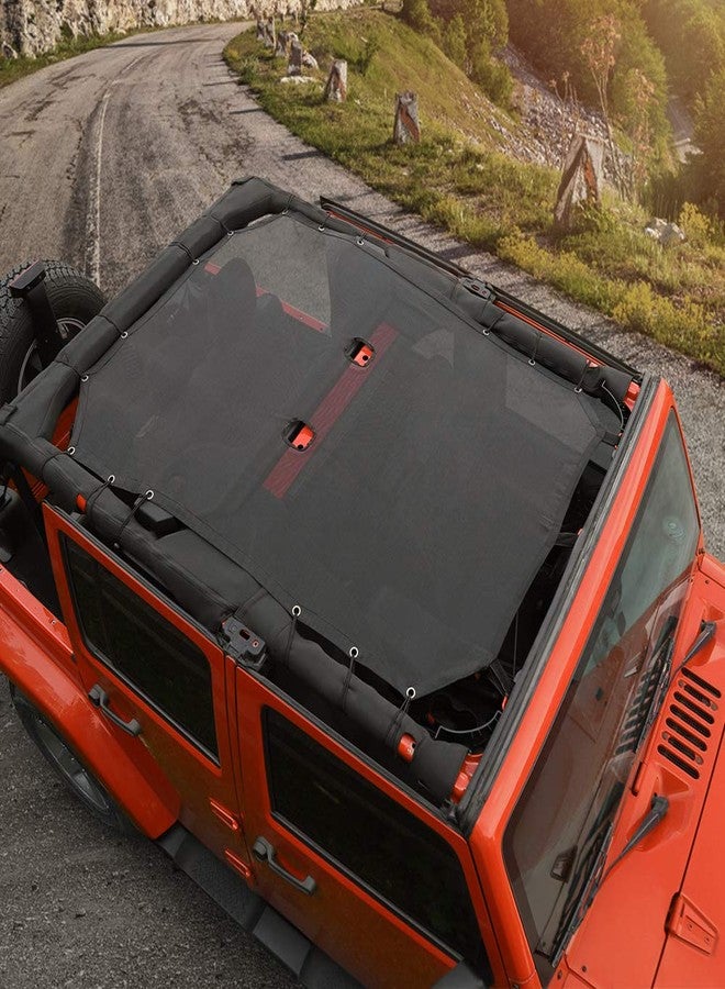 Voodonala for Jeep JK Sunshade Mesh Sun Shade Bikini Top for 2007-2018 Jeep Wrangler JK JKU 4 Door, Plain Black - Image 1
